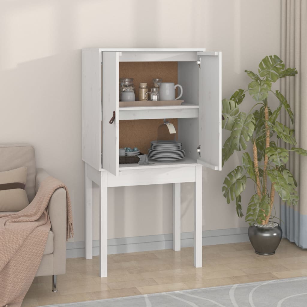 højskab 60x40x120 cm massivt fyrretræ hvid