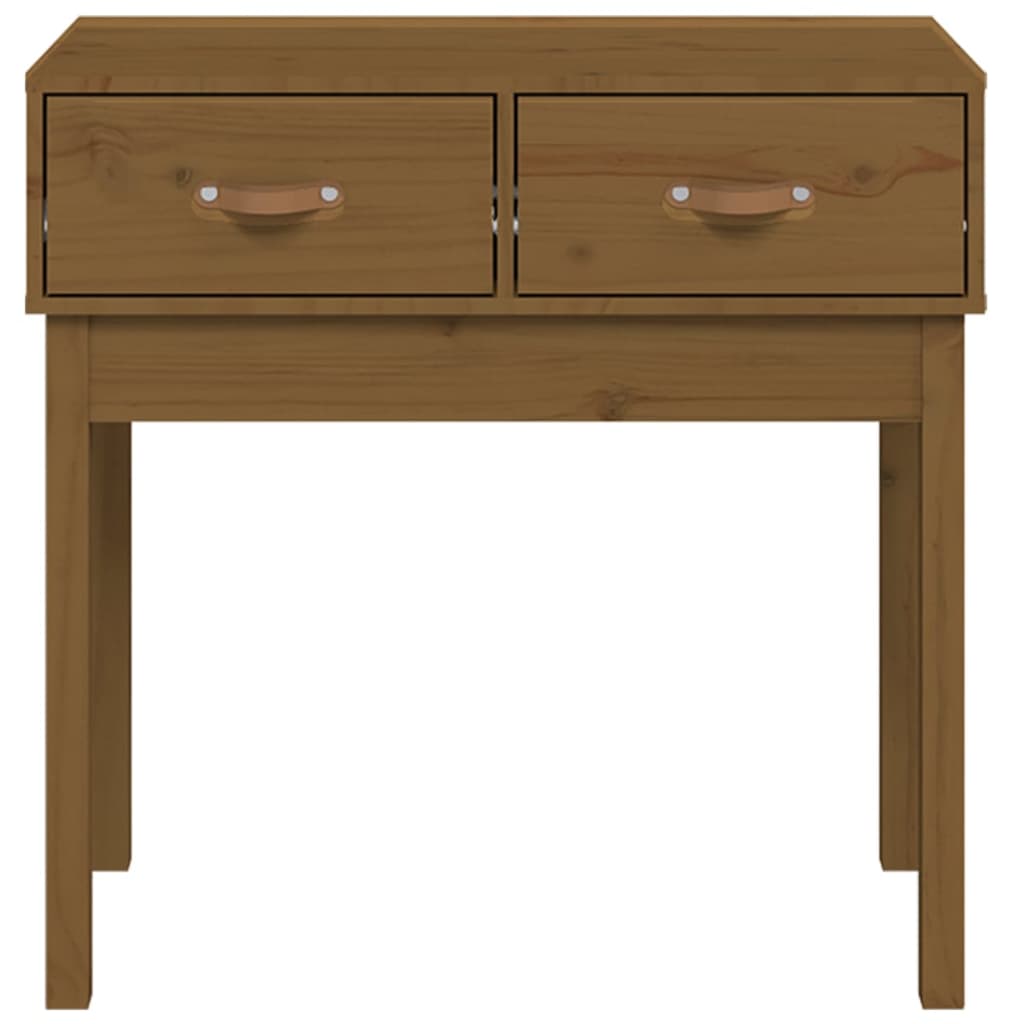 konsolbord 76,5x40x75 cm massivt fyrretræ gyldenbrun
