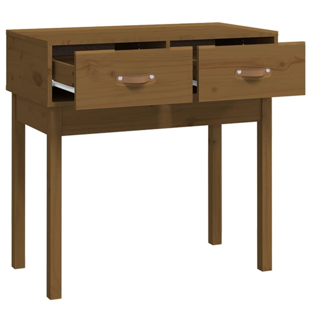 konsolbord 76,5x40x75 cm massivt fyrretræ gyldenbrun