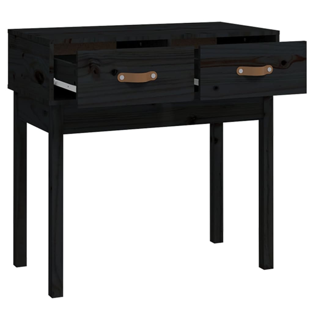 konsolbord 76,5x40x75 cm massivt fyrretræ sort