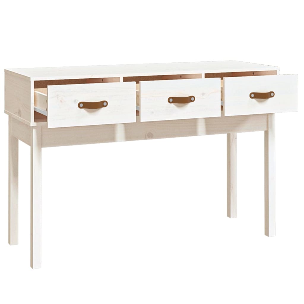 konsolbord 114x40x75 cm massivt fyrretræ hvid