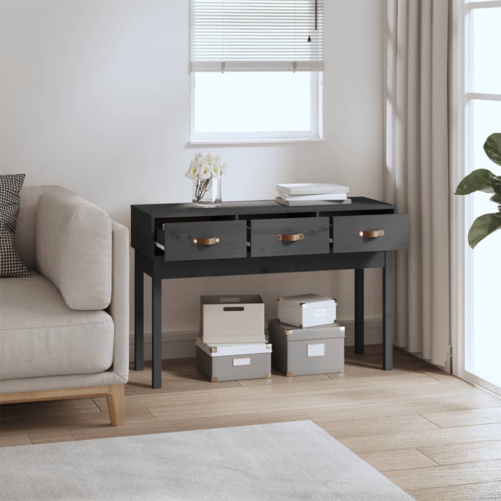 konsolbord 114x40x75 cm massivt fyrretræ grå