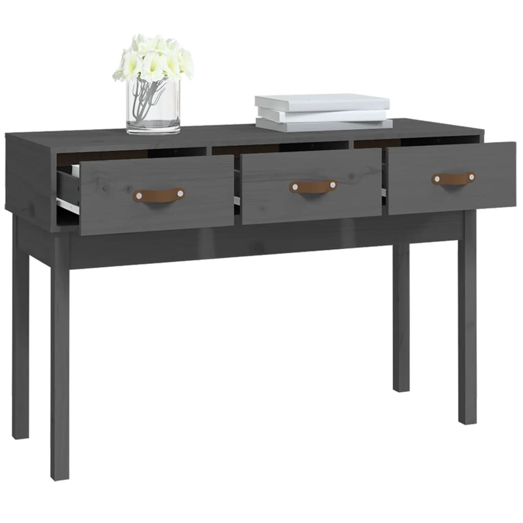 konsolbord 114x40x75 cm massivt fyrretræ grå
