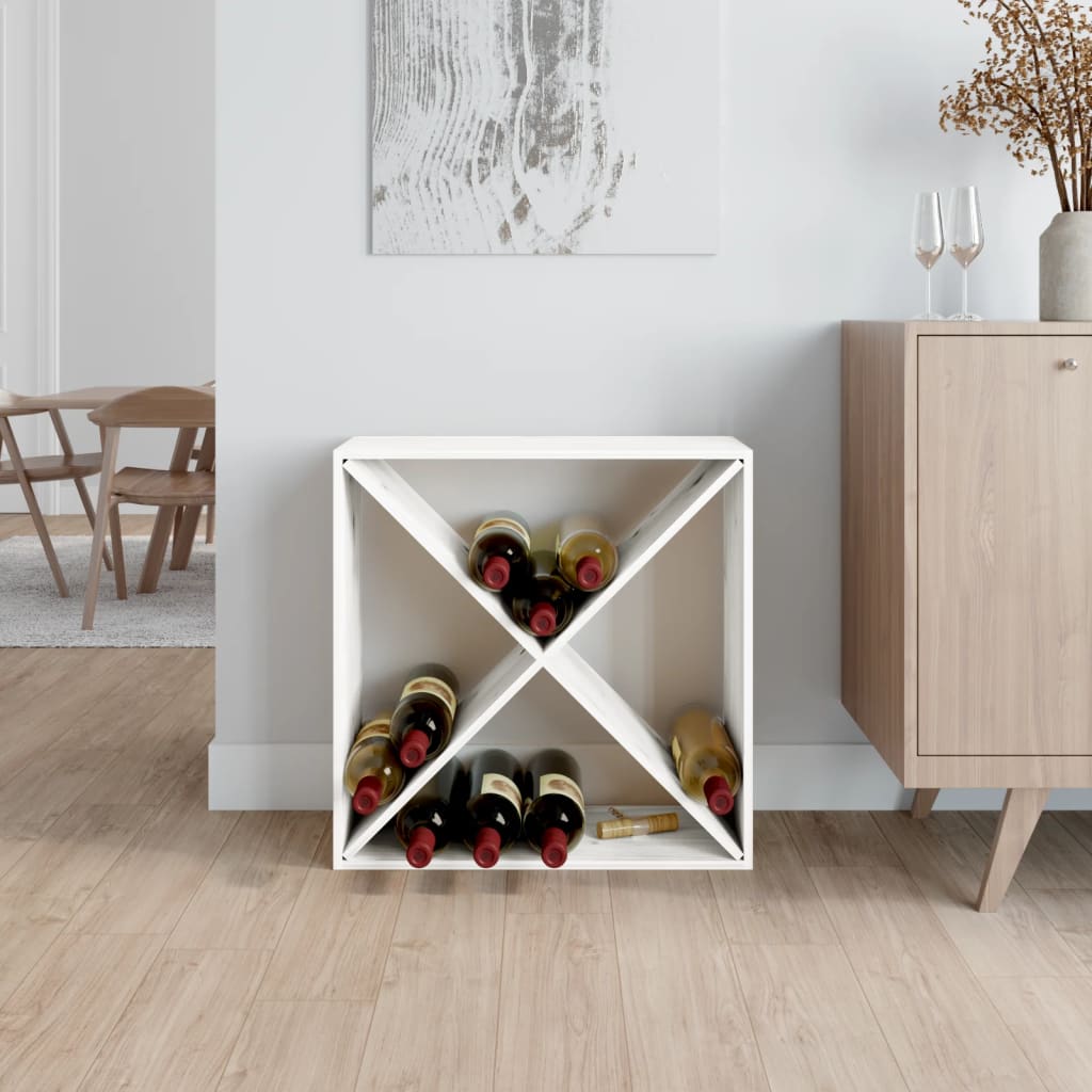 vinreol 62x25x62 cm massivt fyrretræ hvid