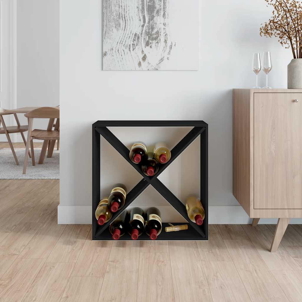 vinreol 62x25x62 cm massivt fyrretræ sort