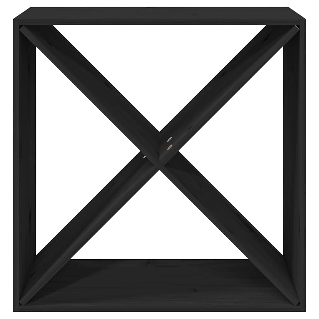 vinreol 62x25x62 cm massivt fyrretræ sort