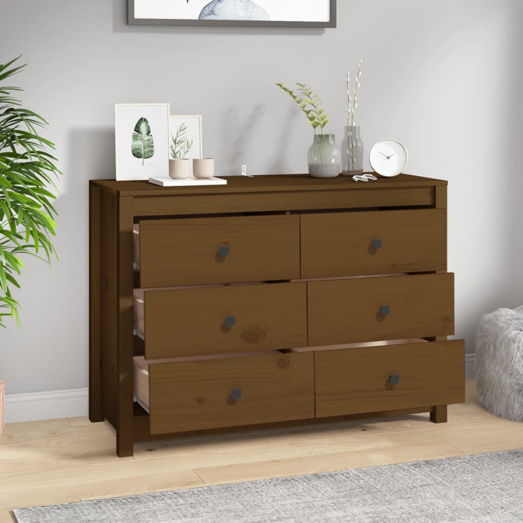 kommode 100x40x72 cm massivt fyrretræ gyldenbrun