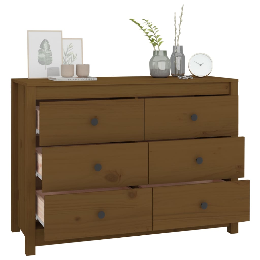 kommode 100x40x72 cm massivt fyrretræ gyldenbrun