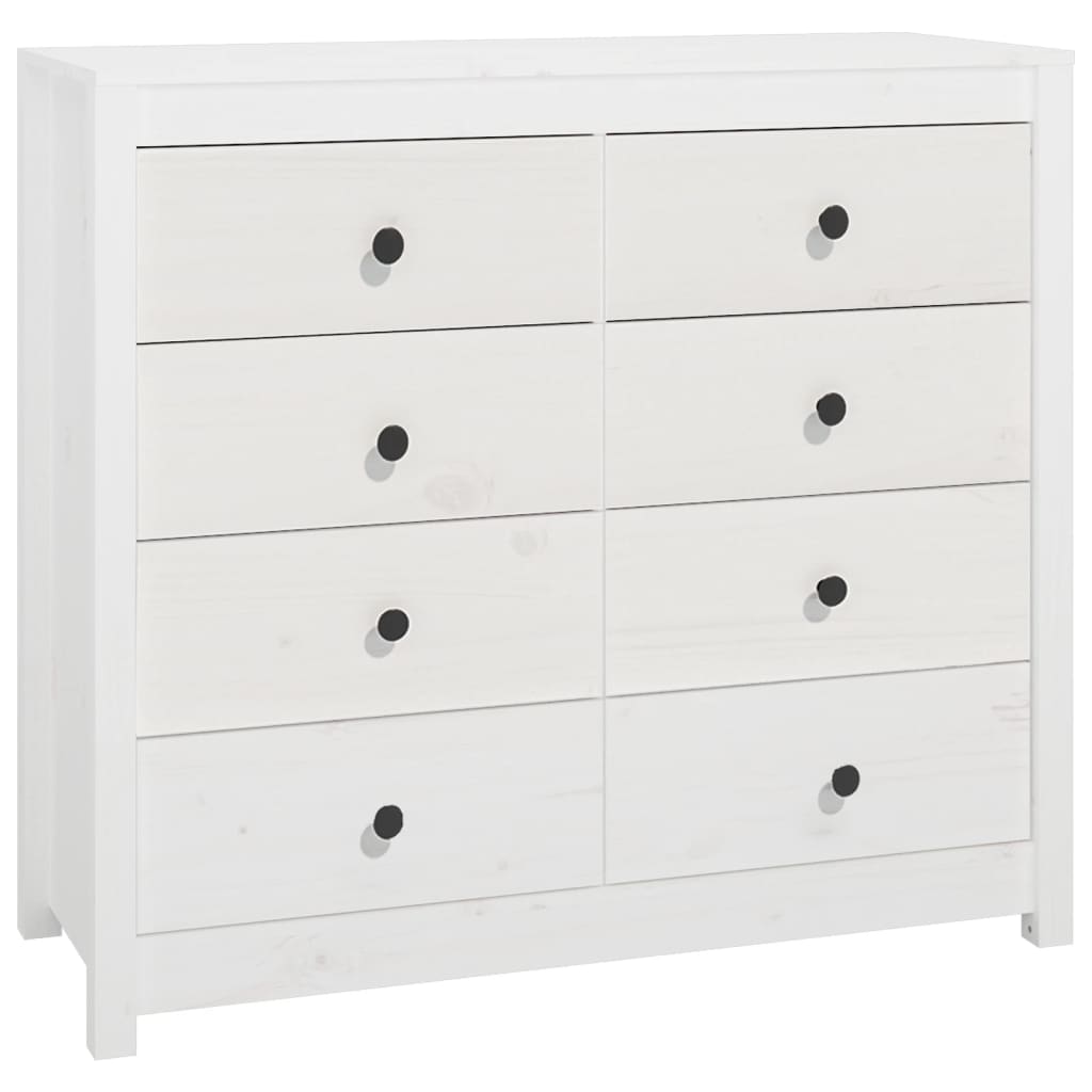 kommode 100x40x90 cm massivt fyrretræ hvid