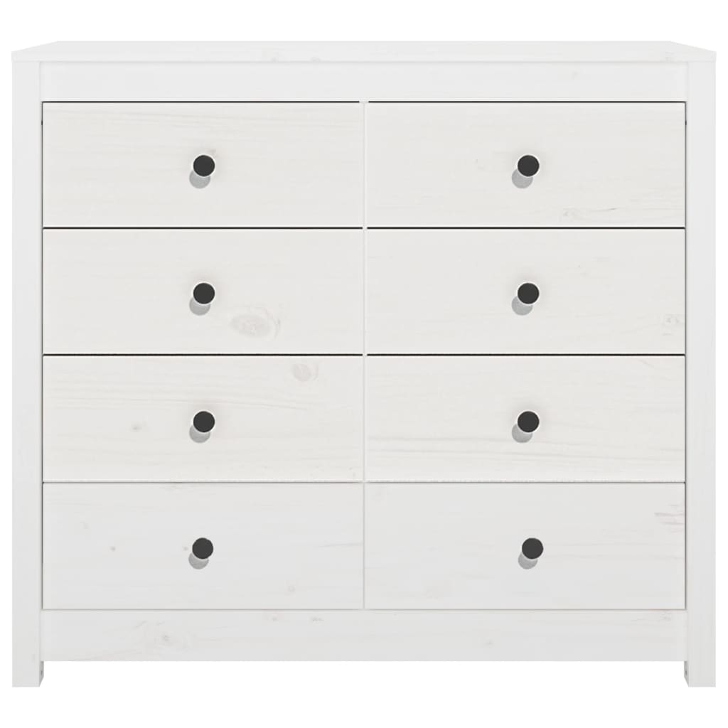 kommode 100x40x90 cm massivt fyrretræ hvid