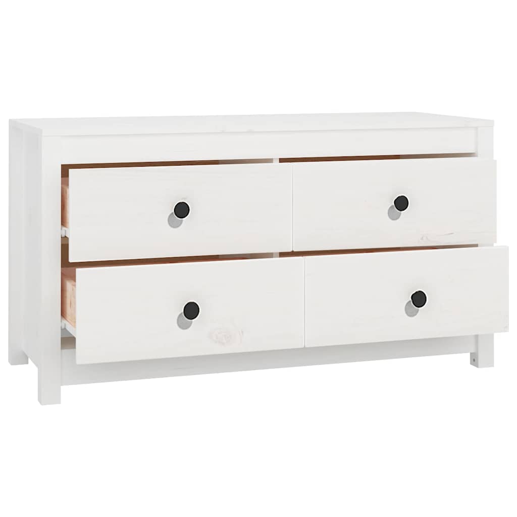 kommode 100x40x54 cm massivt fyrretræ hvid