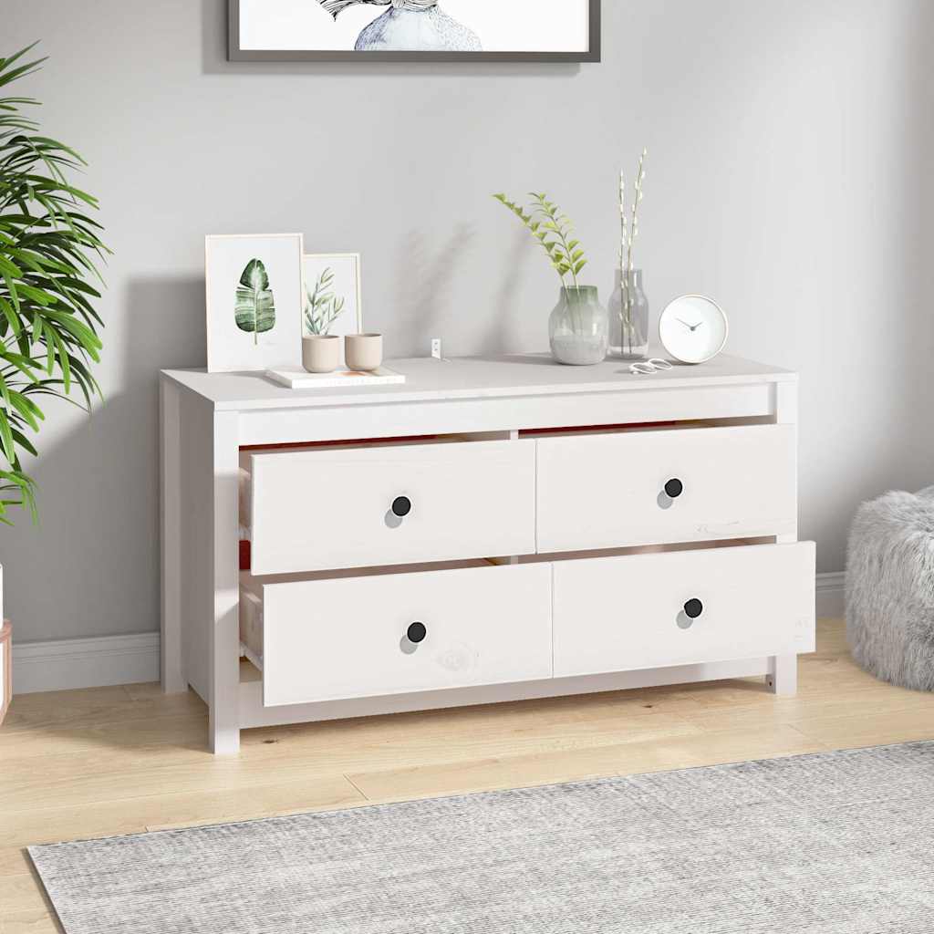 kommode 100x40x54 cm massivt fyrretræ hvid