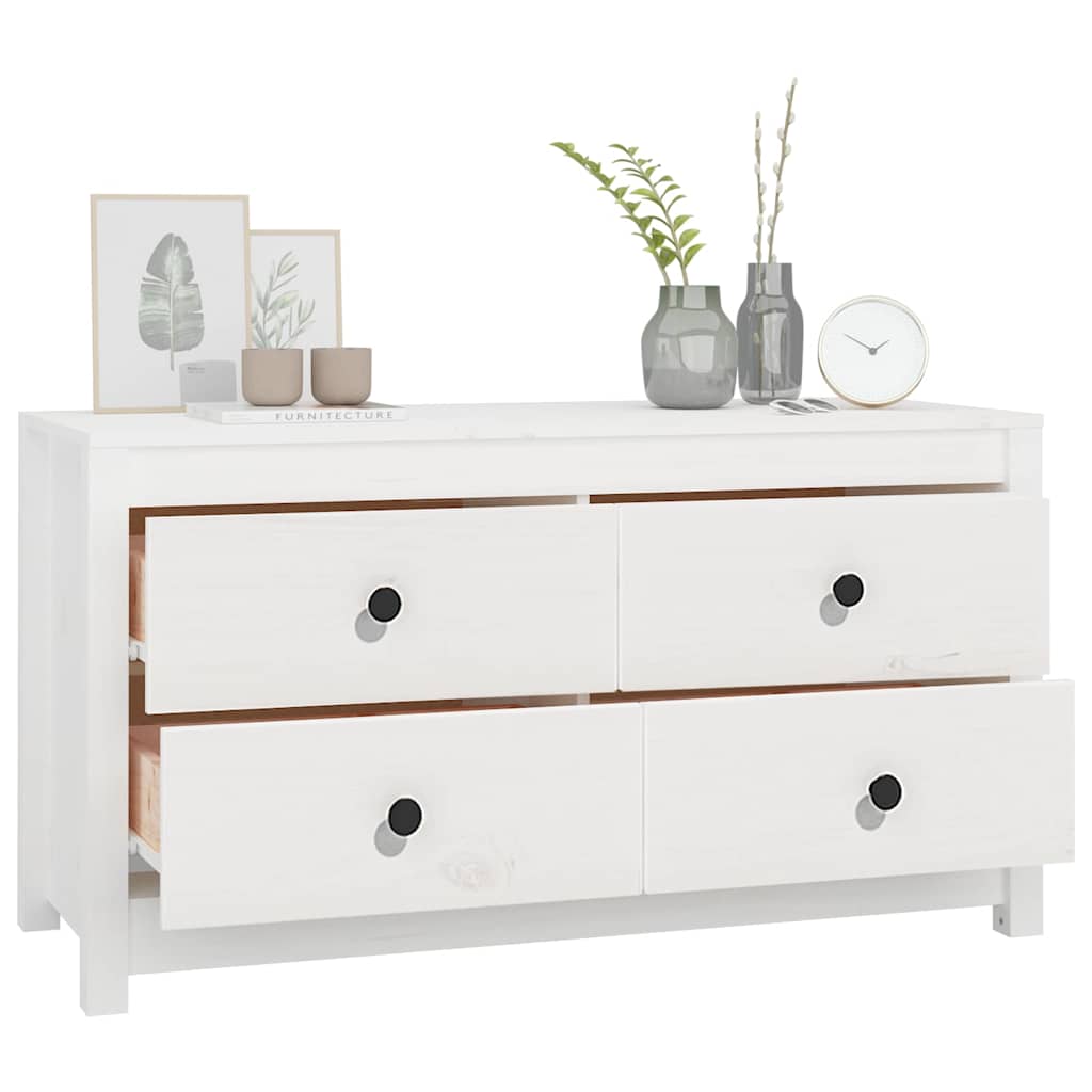 kommode 100x40x54 cm massivt fyrretræ hvid