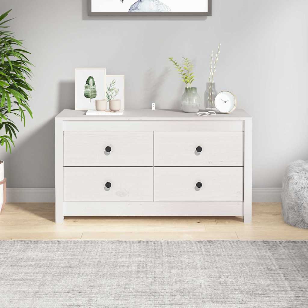 kommode 100x40x54 cm massivt fyrretræ hvid