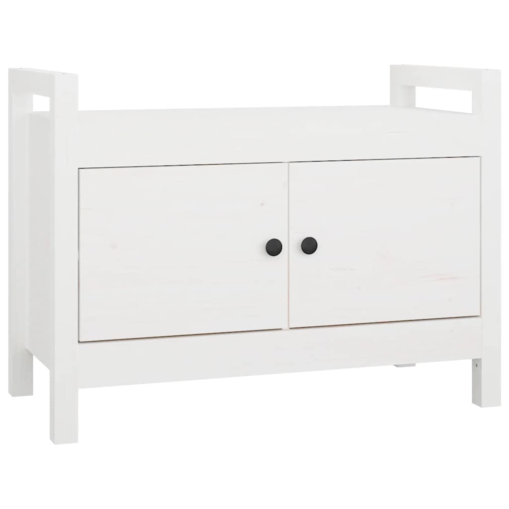 entrébænk 80x40x60 cm massivt fyrretræ Hvid