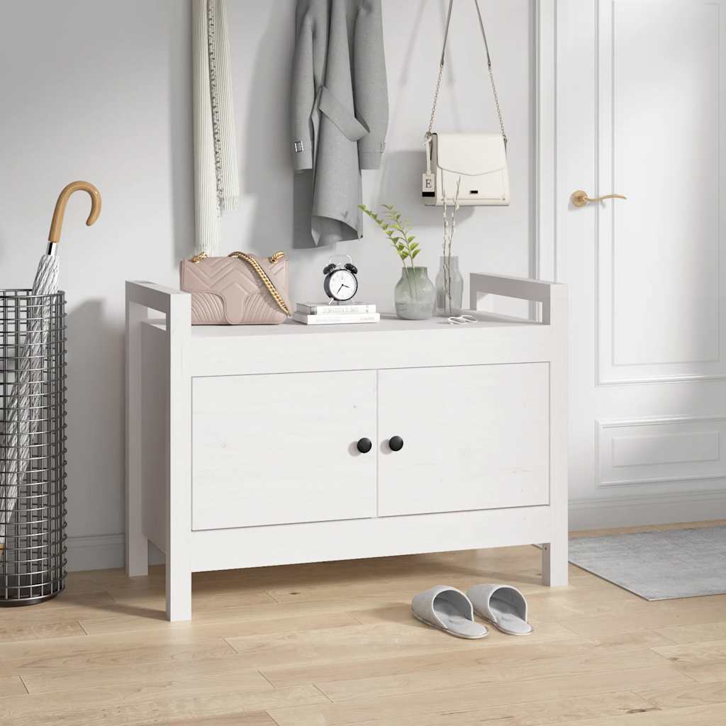 entrébænk 80x40x60 cm massivt fyrretræ Hvid
