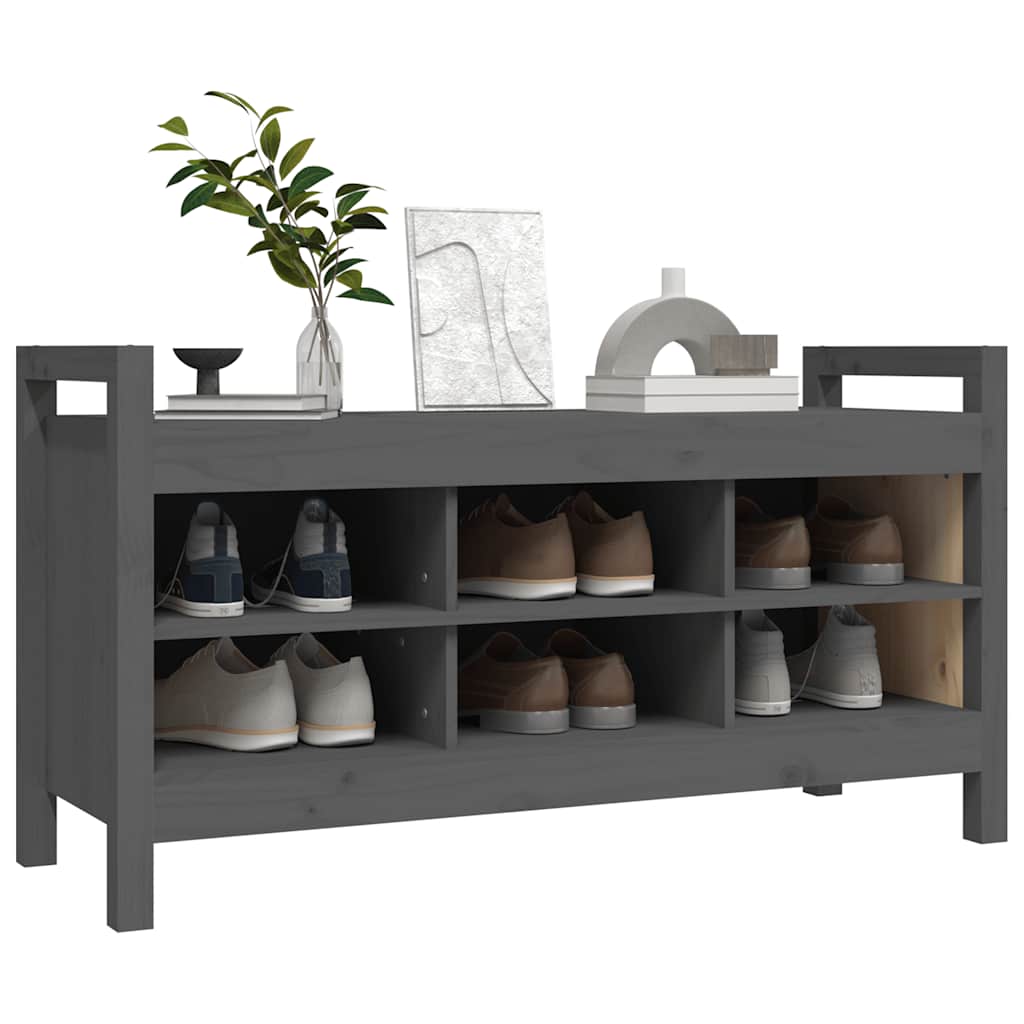 entrébænk 110x40x60 cm massivt fyrretræ grå