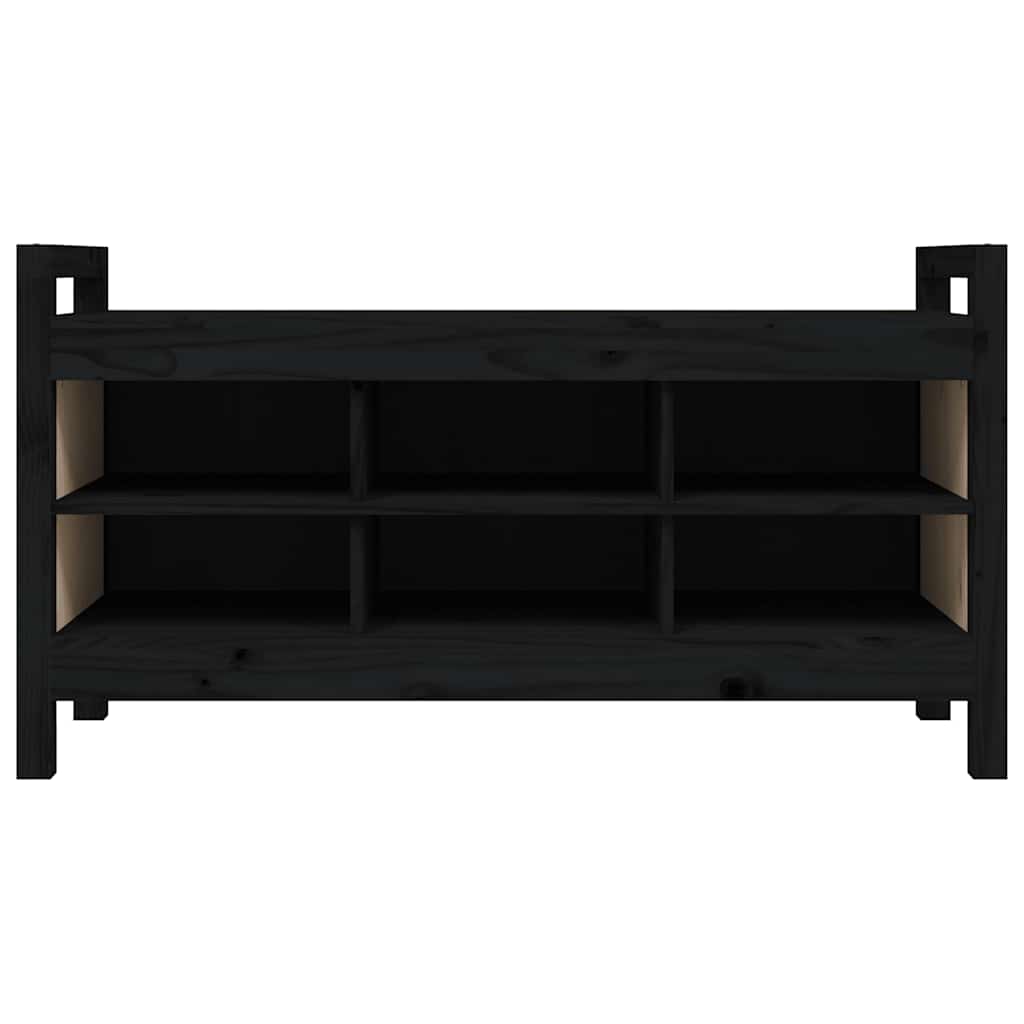 entrébænk 110x40x60 cm massivt fyrretræ sort