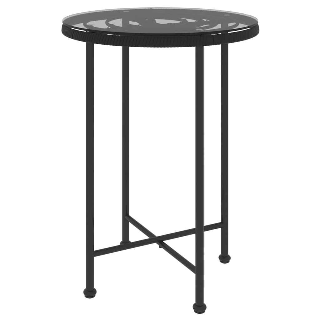 spisebord Ø55 cm hærdet glas og stål sort