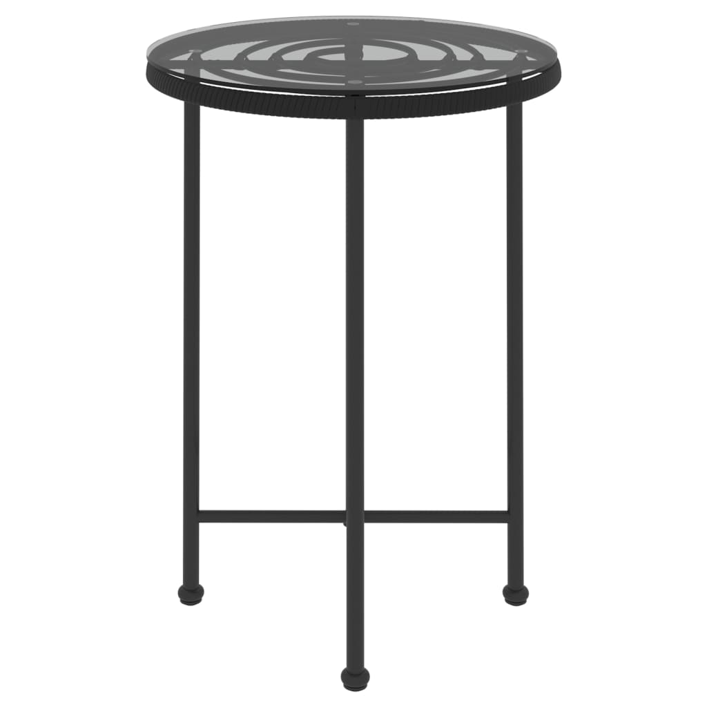 spisebord Ø55 cm hærdet glas og stål sort