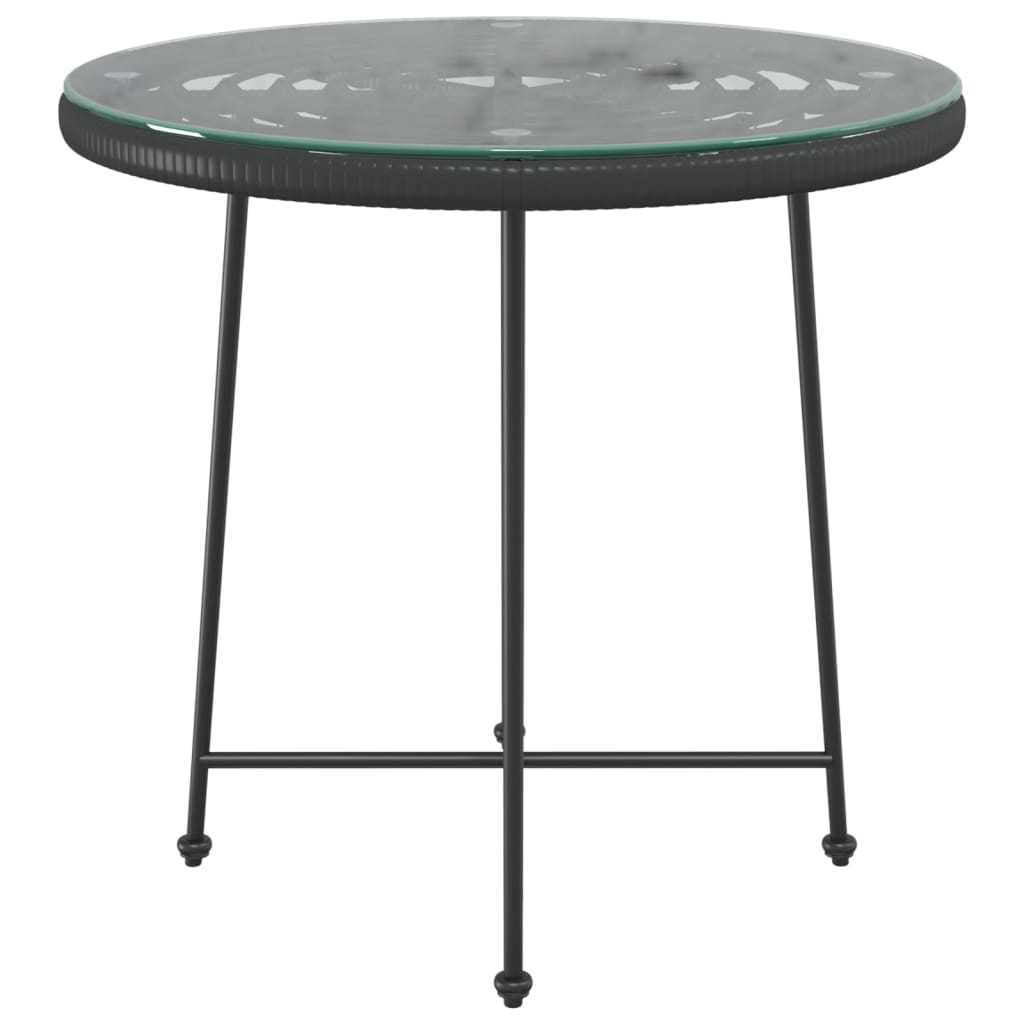 spisebord Ø80 cm hærdet glas og stål sort