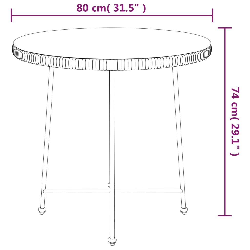 spisebord Ø80 cm hærdet glas og stål sort