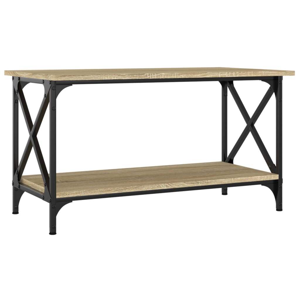 sofabord 80x45x45 cm konstrueret træ og jern sonoma-eg
