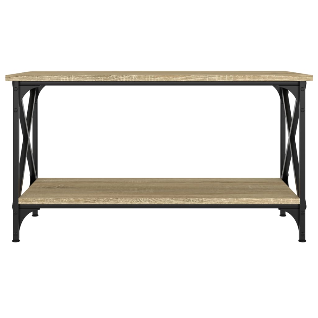 sofabord 80x45x45 cm konstrueret træ og jern sonoma-eg