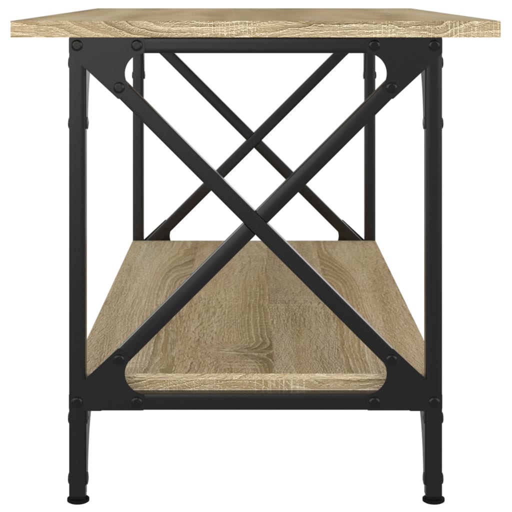 sofabord 80x45x45 cm konstrueret træ og jern sonoma-eg