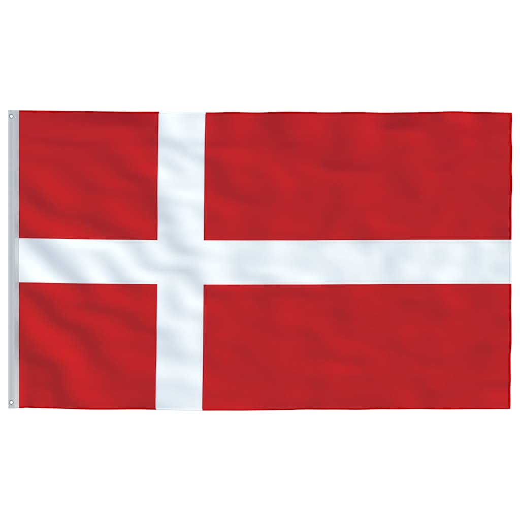 Danmark flag og flagstang 6,08 m aluminium