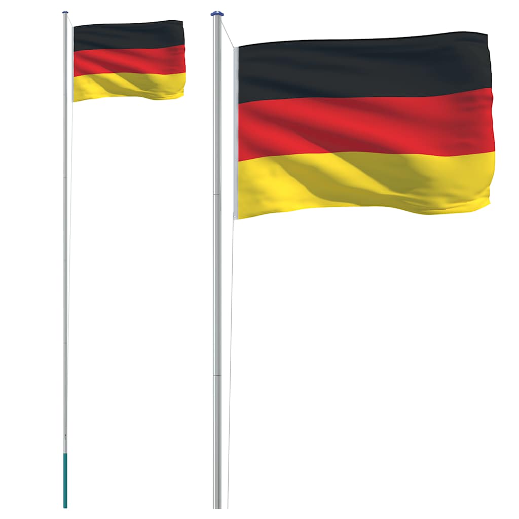 Tyskland flag og flagstang 6,08 m aluminium