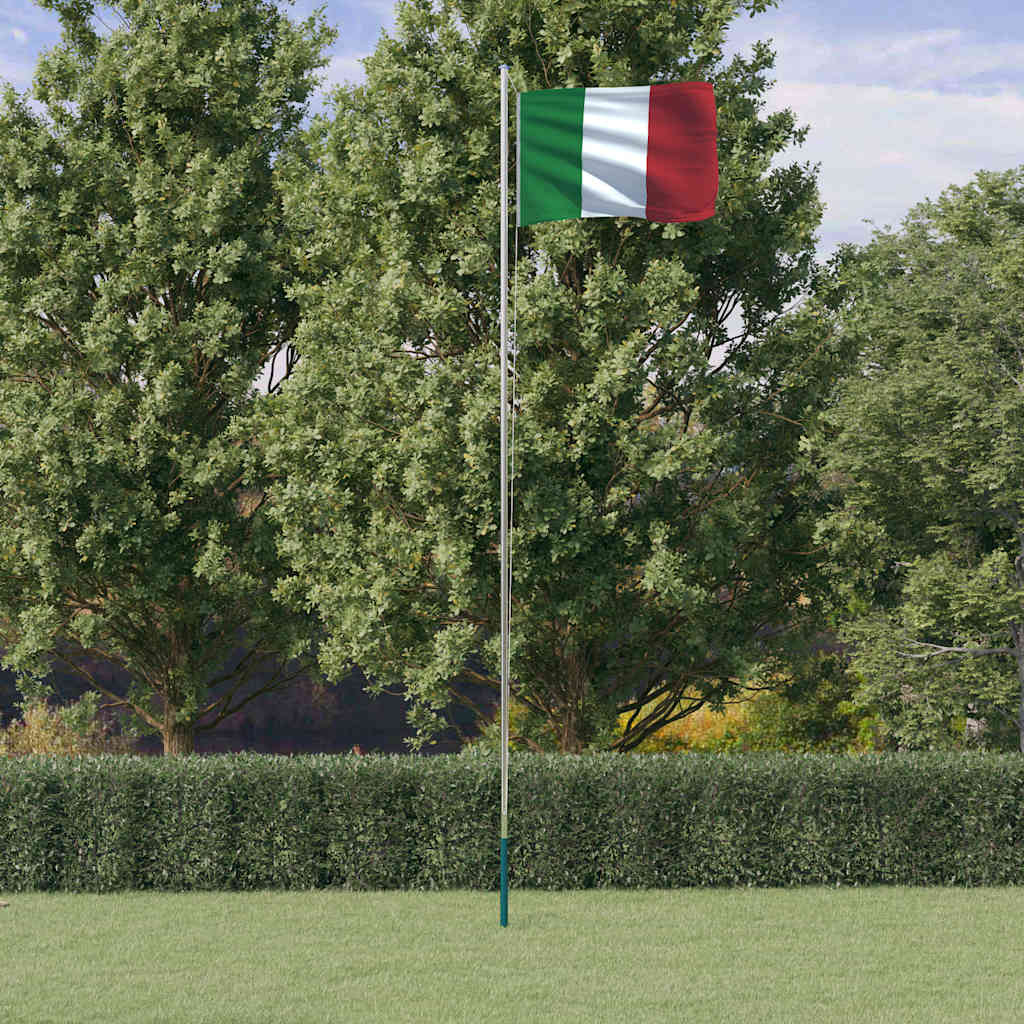 Italien flag og flagstang 6,08 m aluminium
