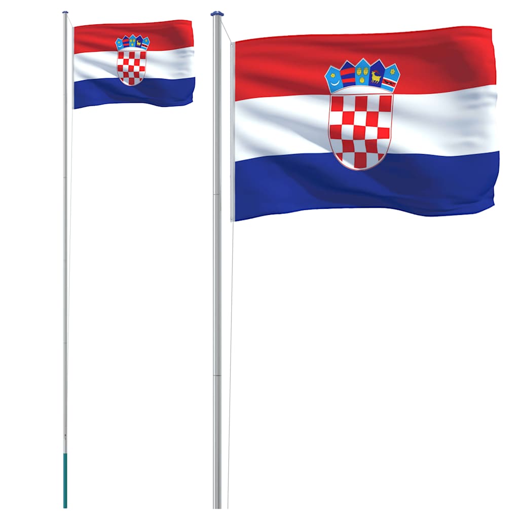 Kroatien flag og flagstang 6,08 m aluminium