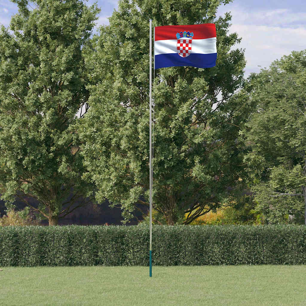 Kroatien flag og flagstang 6,08 m aluminium
