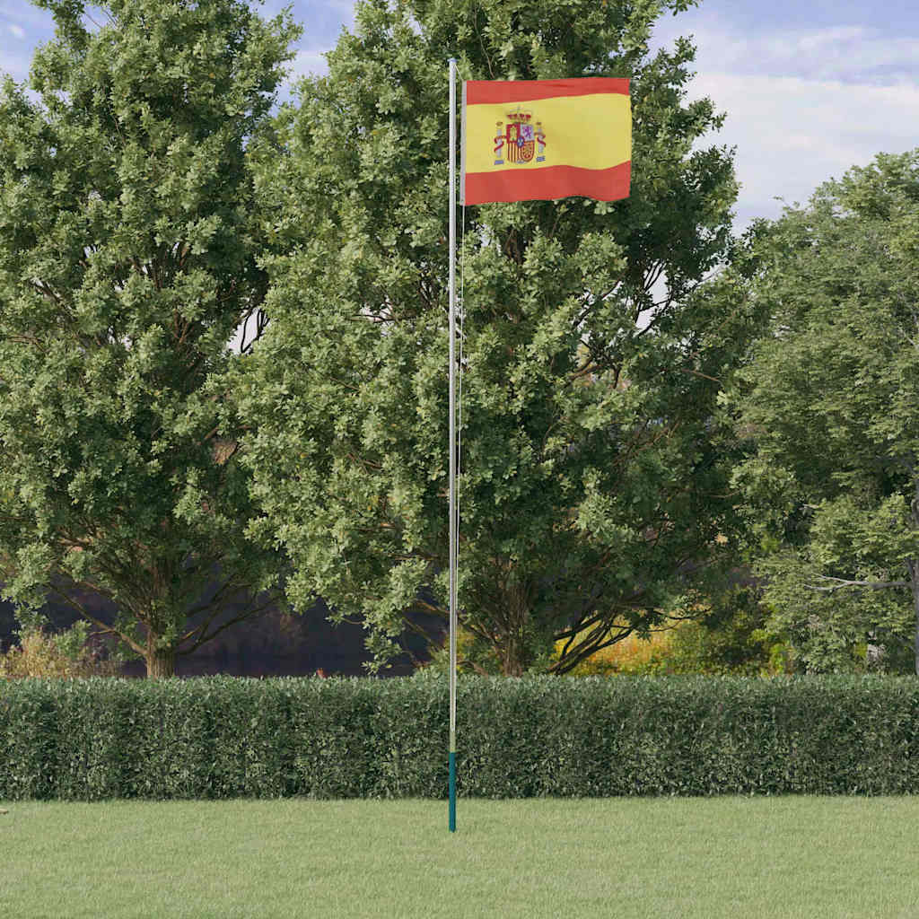 Spanien flag og flagstang 6,08 m aluminium