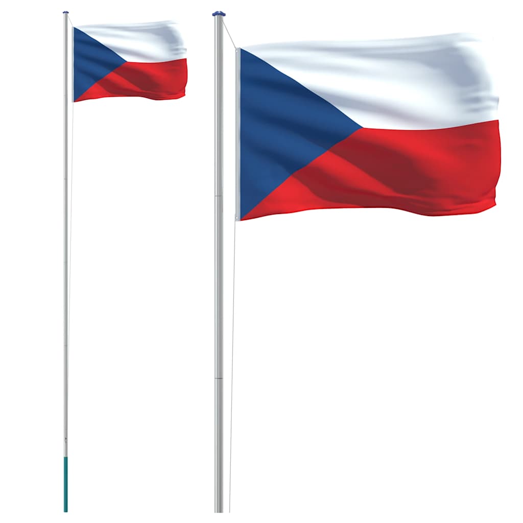 Tjekkiet flag og flagstang 6,08 m aluminium