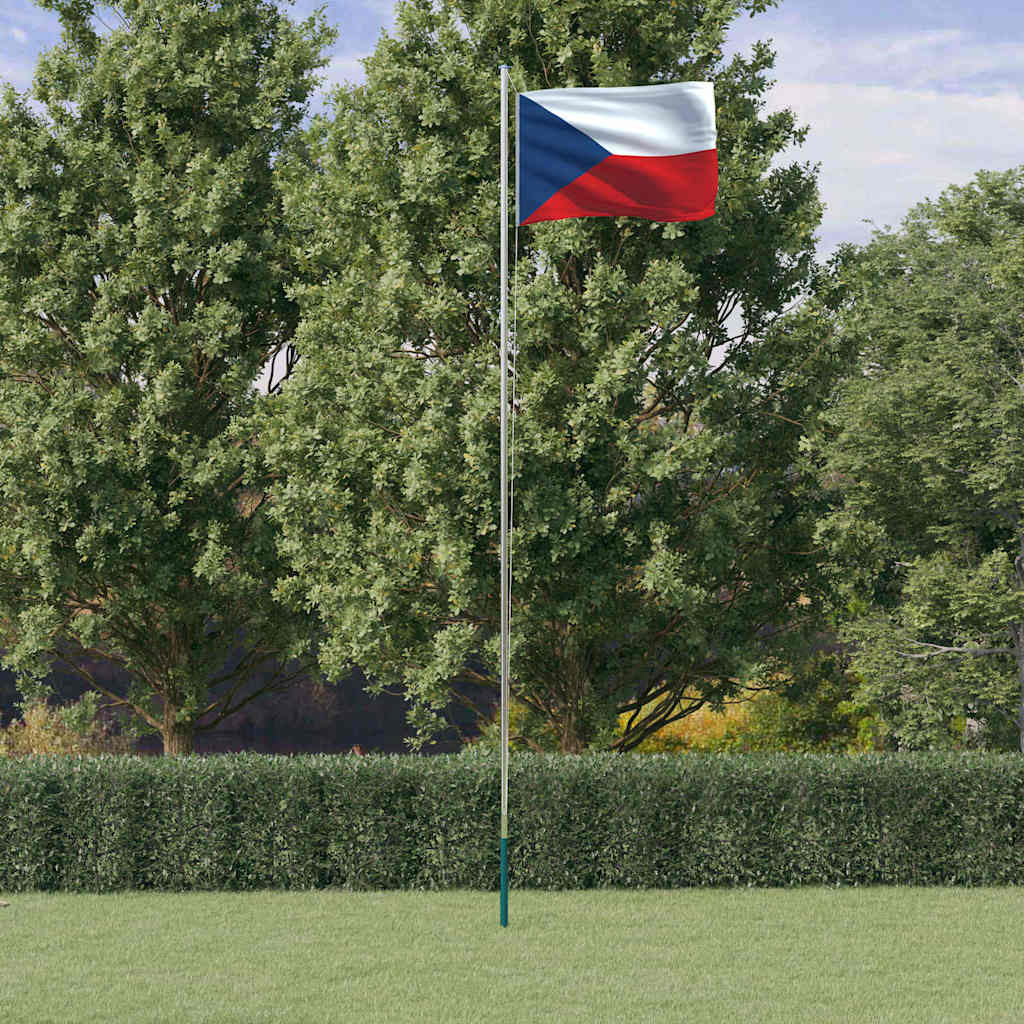 Tjekkiet flag og flagstang 6,08 m aluminium