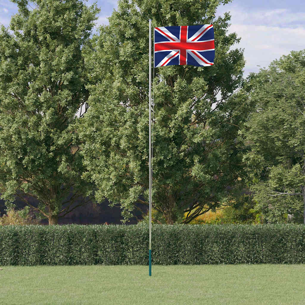 Storbritannien flag og flagstang 6,08 m aluminium