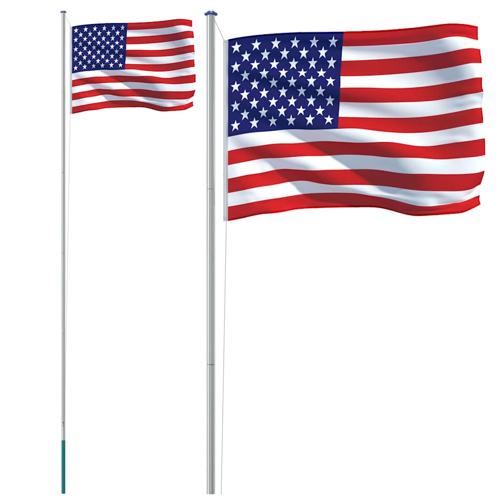 USA flag og flagstang 6,08 m aluminium