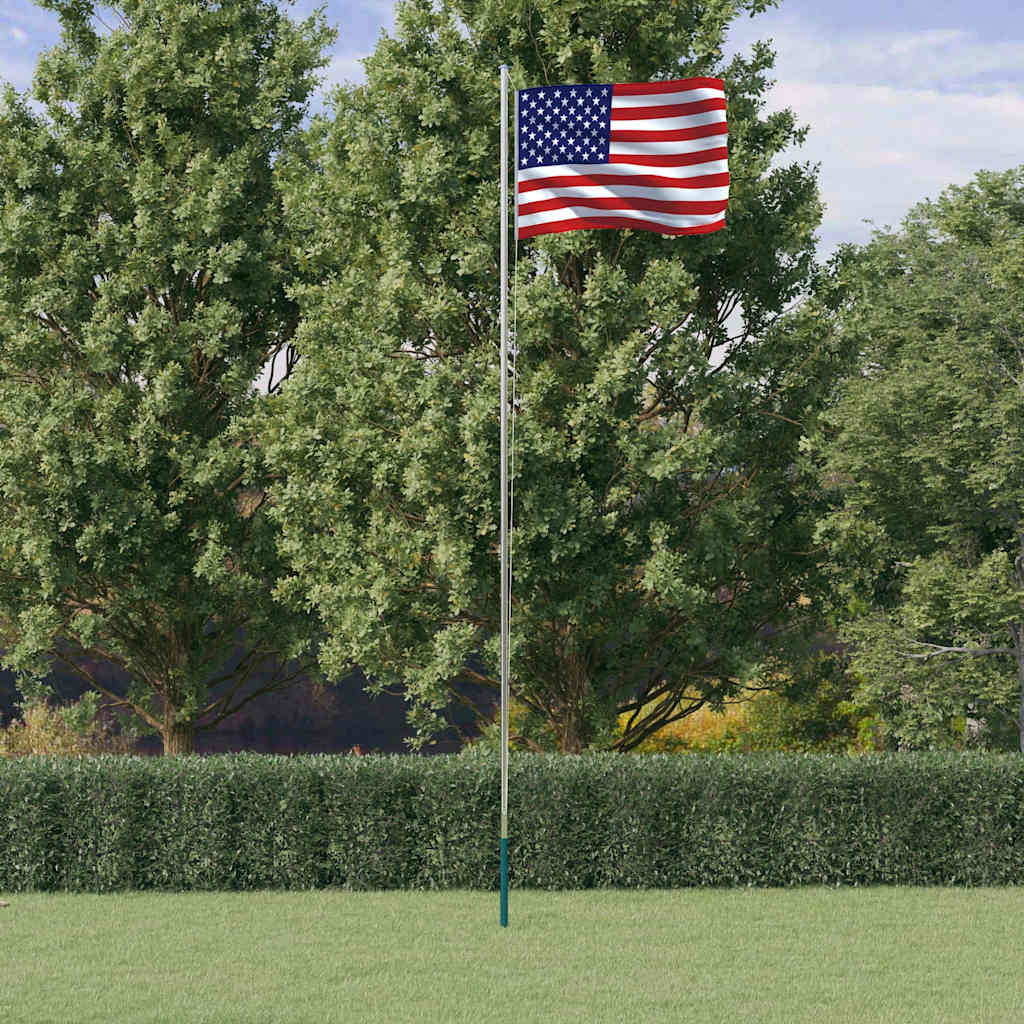 USA flag og flagstang 6,08 m aluminium