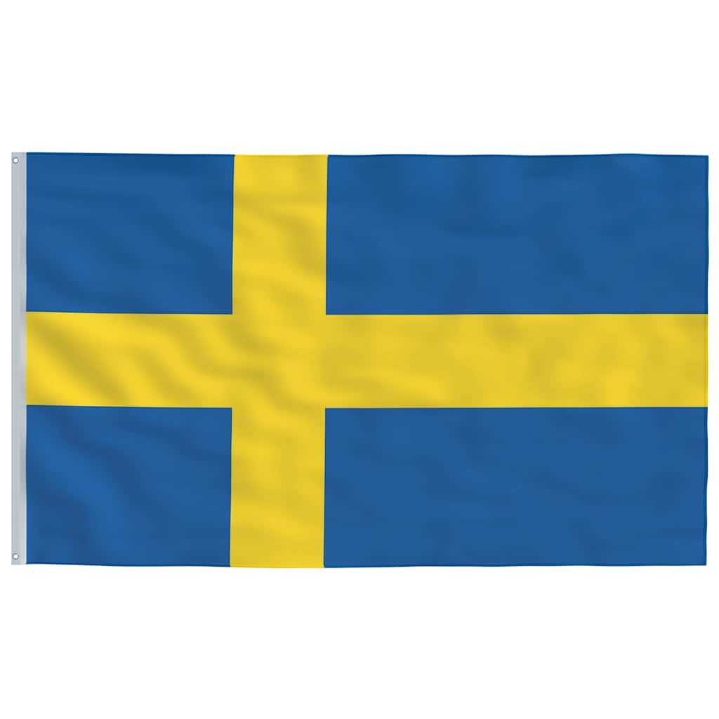 Sverige flag og flagstang 6,08 m aluminium