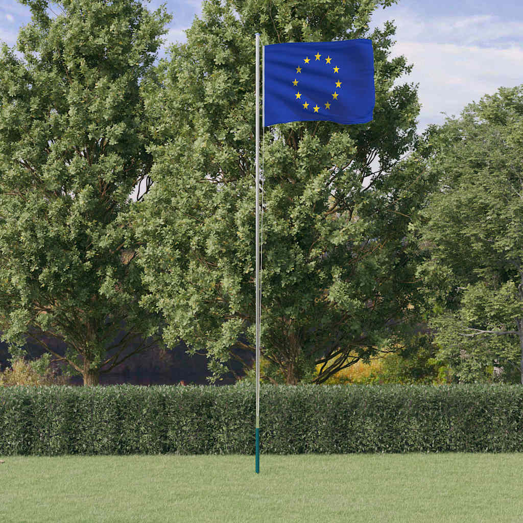 Europaflag og flagstang 6,08 m aluminium