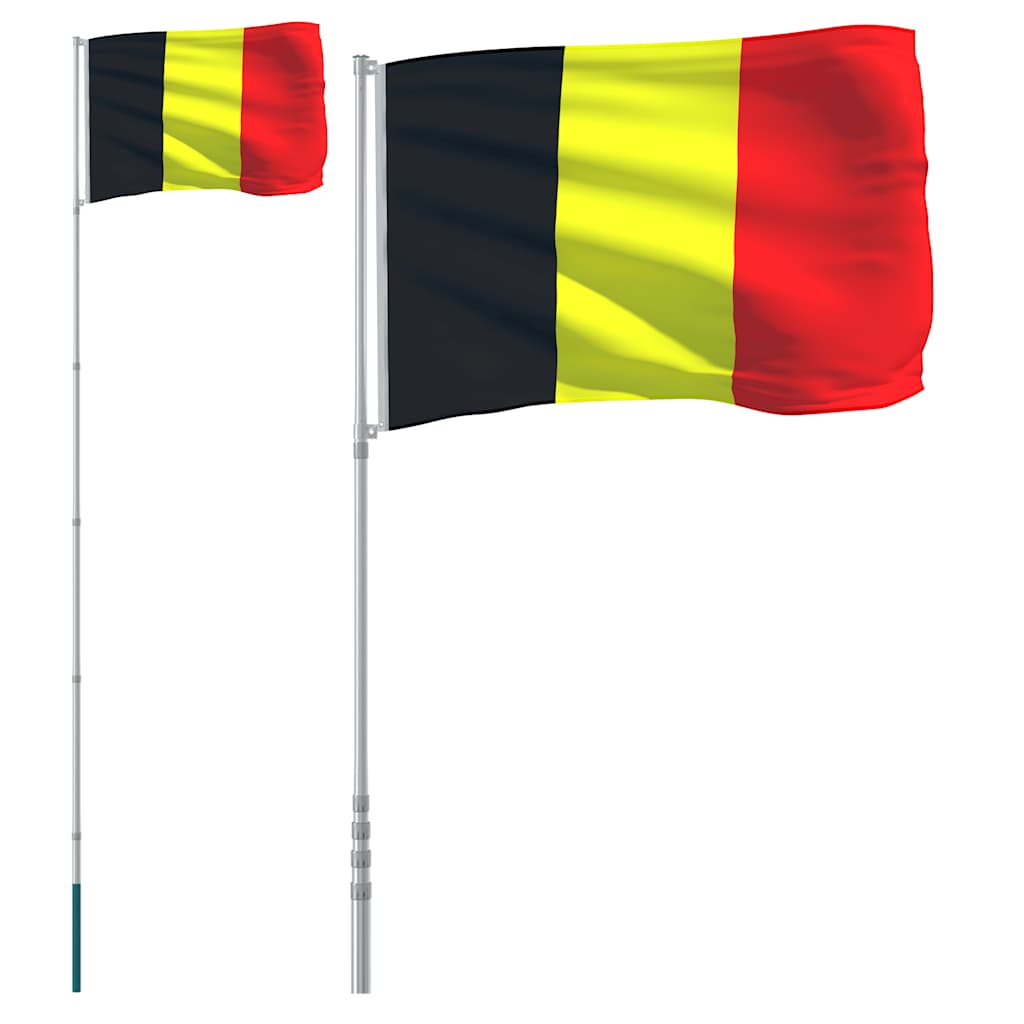Belgien flag og flagstang 5,5 m aluminium
