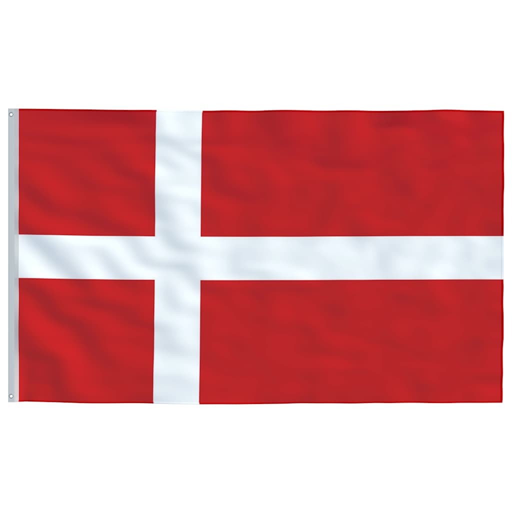 Danmark flag og flagstang 5,5 m aluminium