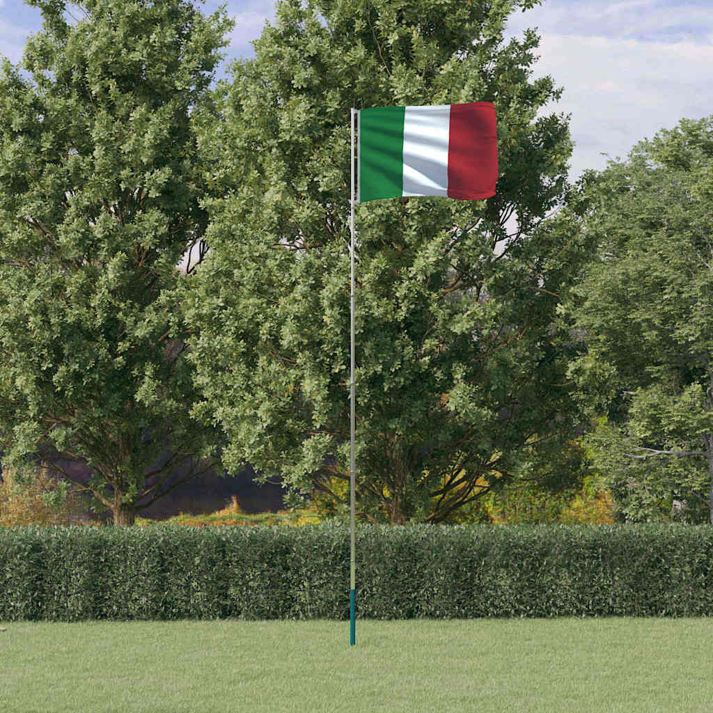 Italien flag og flagstang 5,5 m aluminium