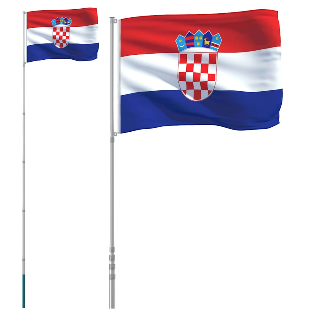 Kroatien flag og flagstang 5,5 m aluminium