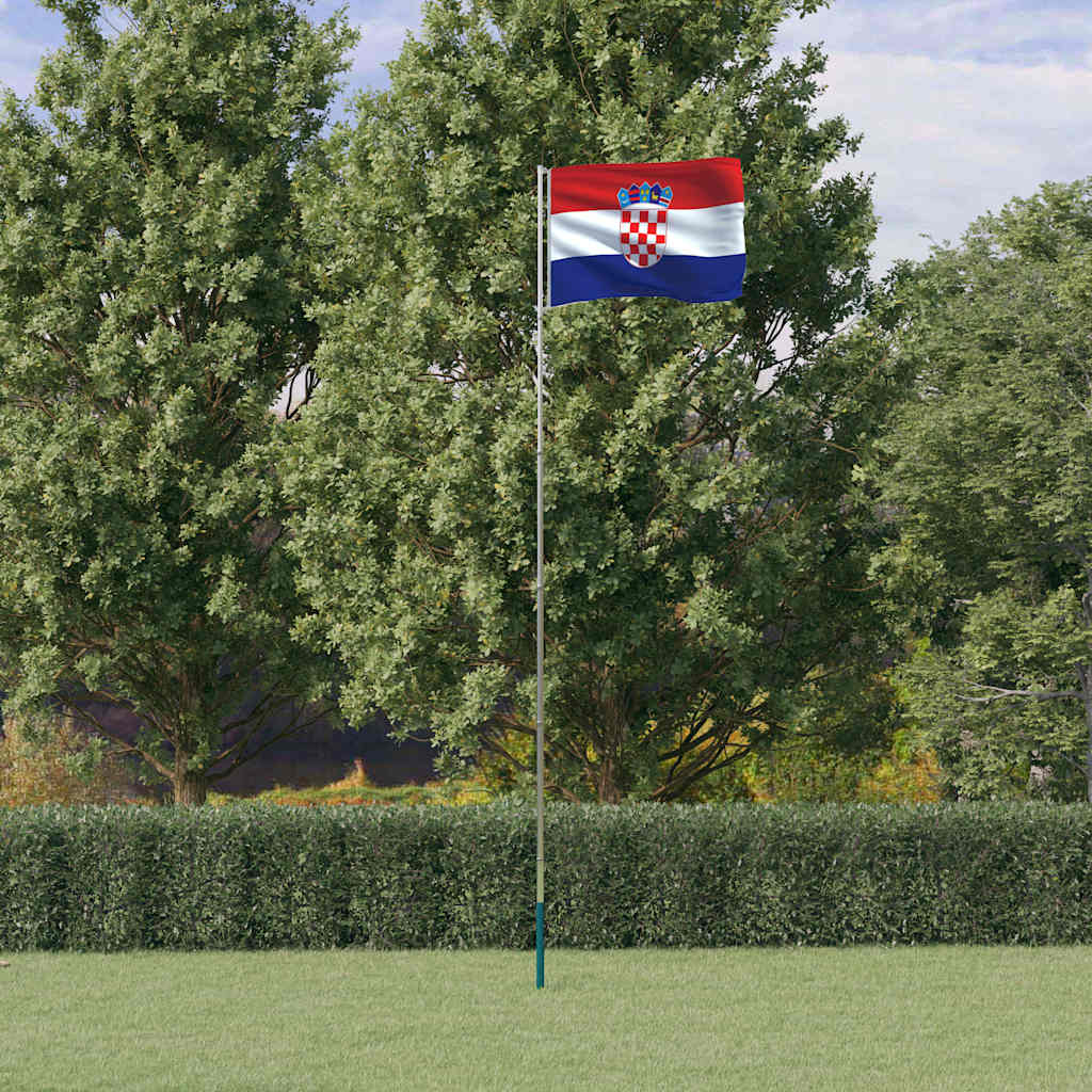 Kroatien flag og flagstang 5,5 m aluminium