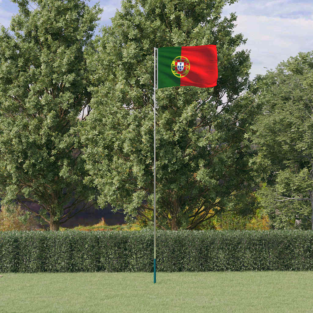 Portugal flag og flagstang 5,5 m aluminium