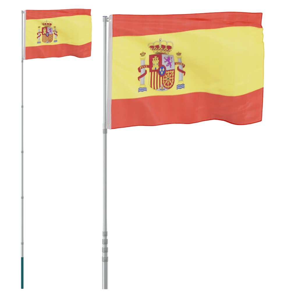 Spanien flag og flagstang 5,5 m aluminium