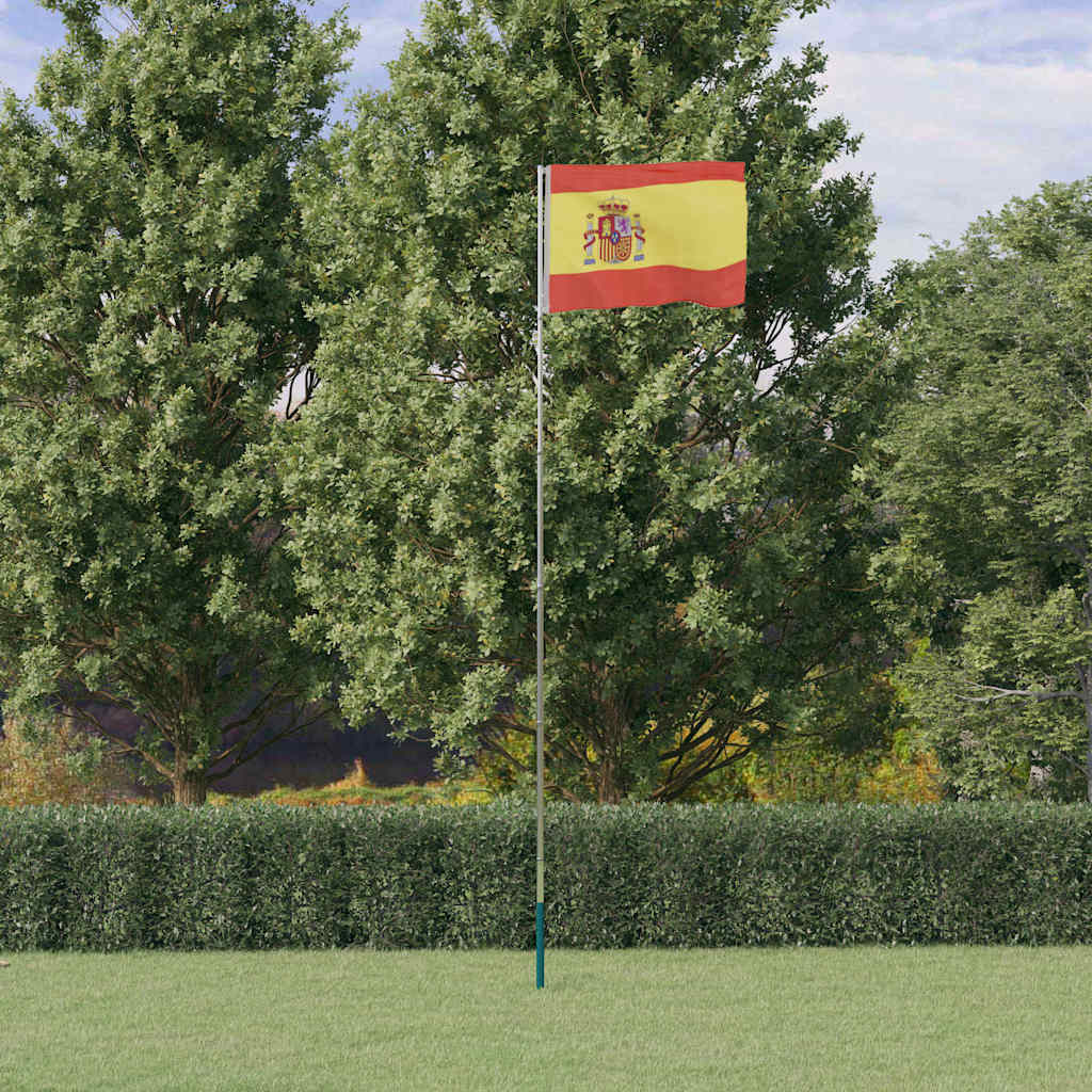Spanien flag og flagstang 5,5 m aluminium